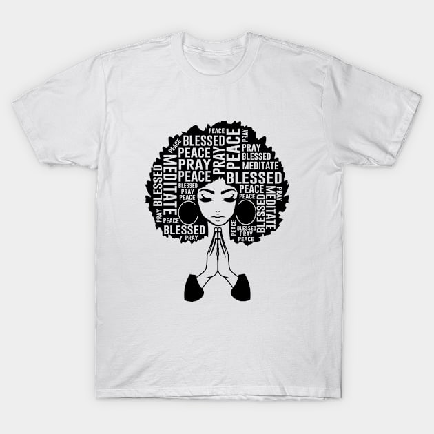 Afro woman praying T-Shirt by beaching